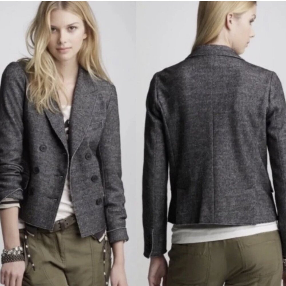 J. Crew Marled Thandie Blazer Heather Graphite Black‎ Wool Blend Academia Size 8